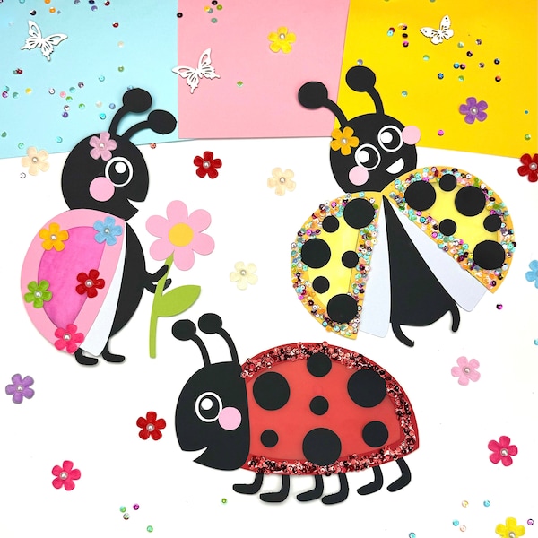 4 Ladybugs - Window picture crafting template PDF/SVG/DXF (plotter file) Cricut/Silhouette - Crafting also possible without a plotter