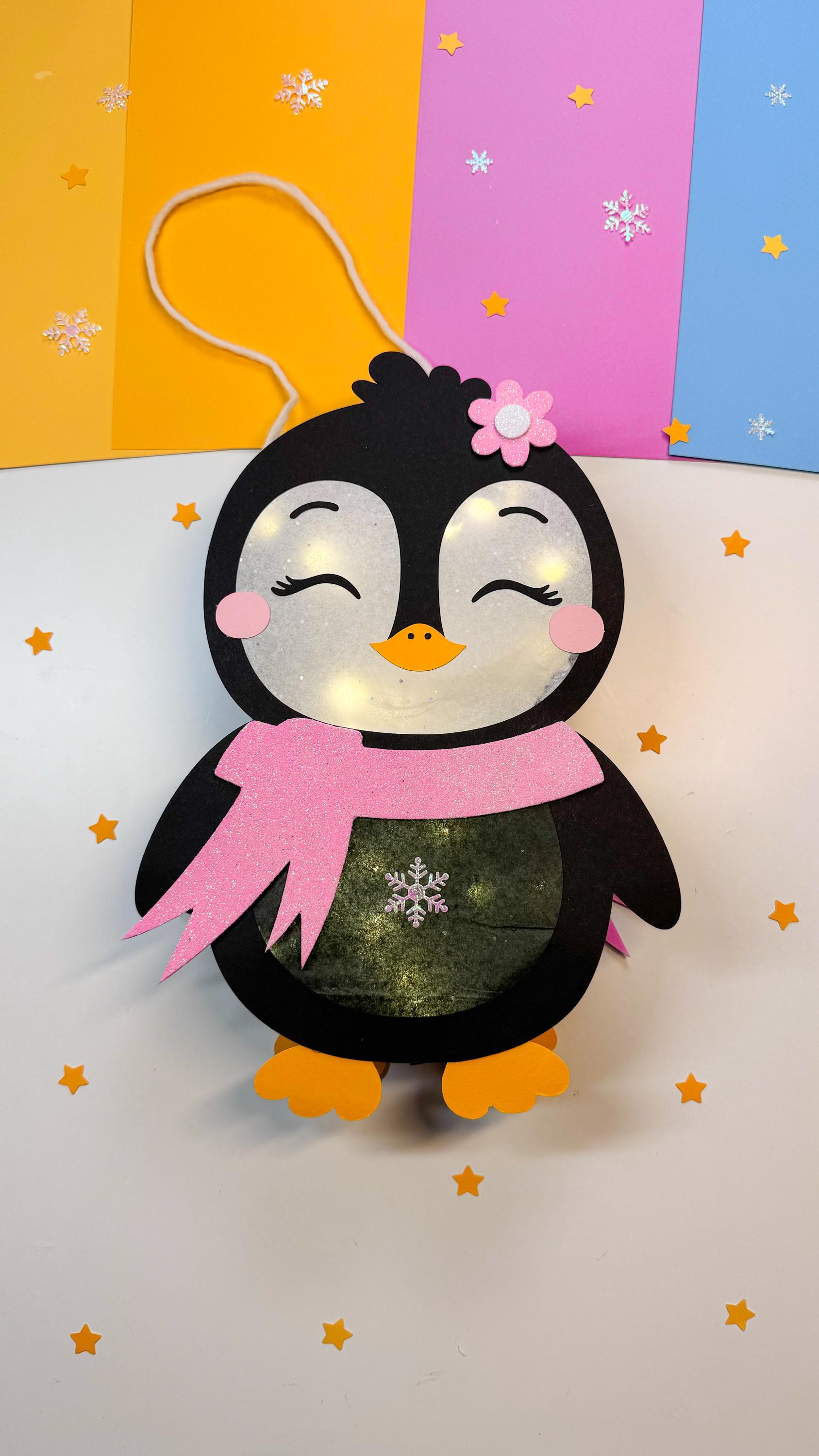 Penguin lantern craft template PDF/SVG/DXF plotter file_Penguin lantern_Craft with or without plotter possible_Craft St Martin lantern