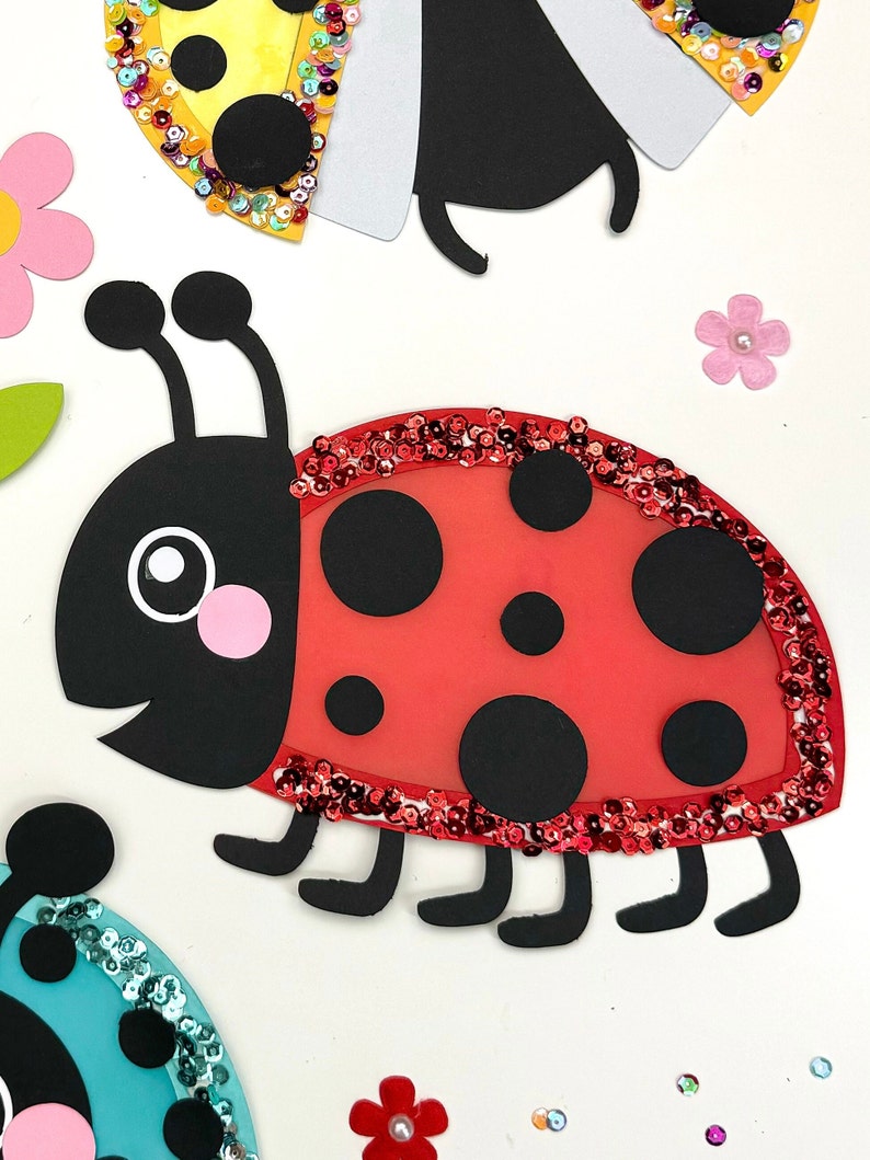 4 Ladybugs Window picture crafting template PDF/SVG/DXF plotter file Cricut/Silhouette Crafting also possible without a plotter image 3