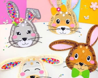 Easter bunny craft window picture craft template PDF/SVG/DXF_Plotter file_Template_Crafts for Easter_cute bunny template_Spring_Window pictures