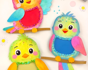 Colorful Bird Craft Summer Window Decoration Craft Template PDF/SVG/DXF_Plotter File_Template_Crafting for Summer_Cute Bird Template_Window Decorations