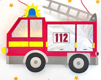 Fire truck lantern craft template_ PDF/SVG/DXF plotter file_ Crafting a fire truck lantern_ Crafting with or without a plotter possible_ Lantern craft