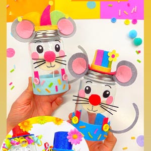 Elaboración de un payaso/ratón de carnaval_Plantilla de manualidades PDF/SVG_Archivo de trazador_Idea de manualidades para carnaval/Mardi Gras/Fasnet_Plantilla de manualidades sencillas_Elaboración de payasos