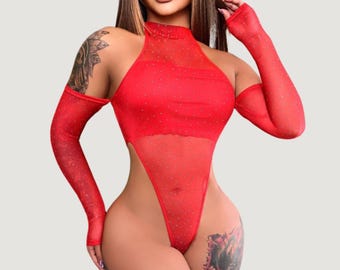 Mesh Bodysuit - High Cut Design.