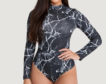 Thong Bodysuit with Long Sleeves & Ribbed for Comfort – Available in Multiple Colors.