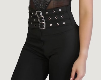 Dress Leggings for Women: High-Waisted, Ultra-Stretch, Soft Comfort with Sleek Straps & Rust-Resistant Hardware.