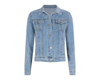 Women's Slim-Fit Stretch Denim Jacket: Classic Style Meets Modern Comfort.