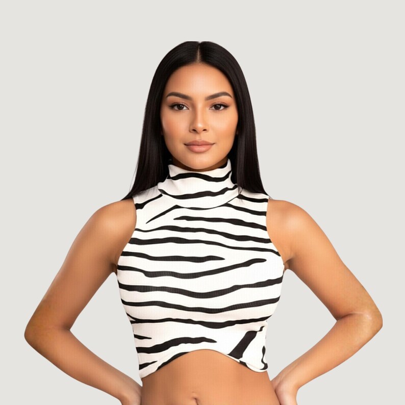 High neck sleeveless fluffy top