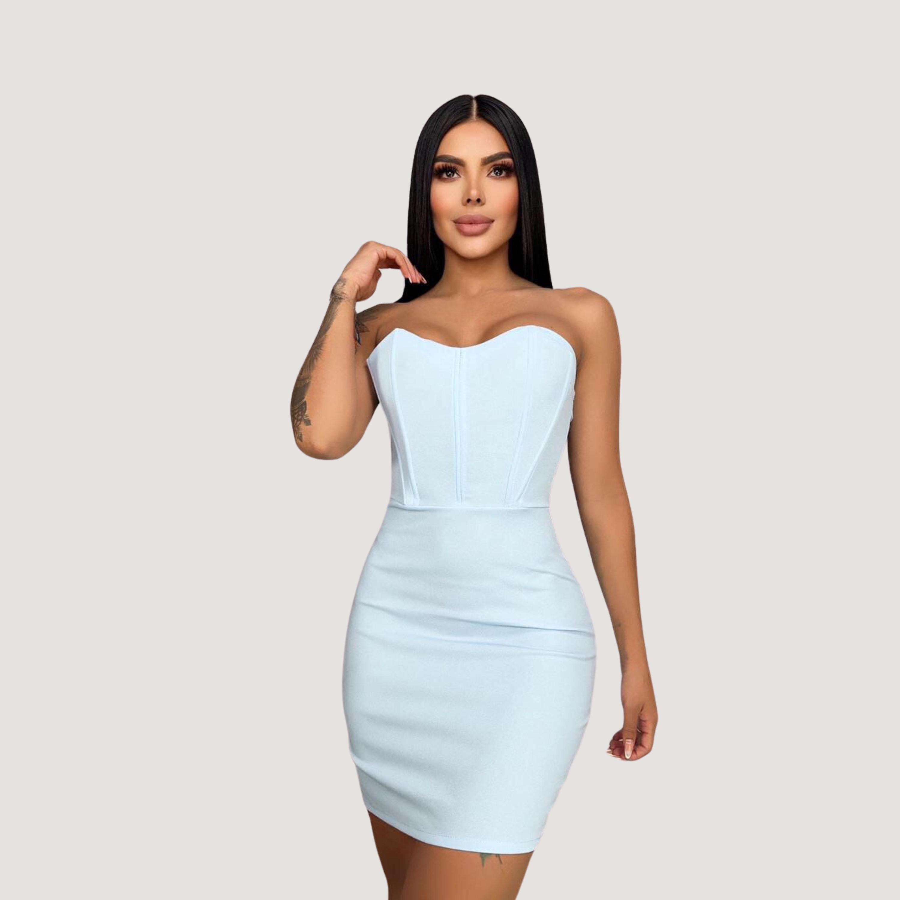 spandex corset dress Strapless Corset Mini Dress: Spandex Fitted Silhouette