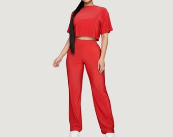 Set satijnen camitop en broek: lenteloungekleding voor dames