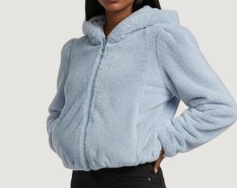 Fleecejack met capuchon: pluche winterbovenkleding voor dames