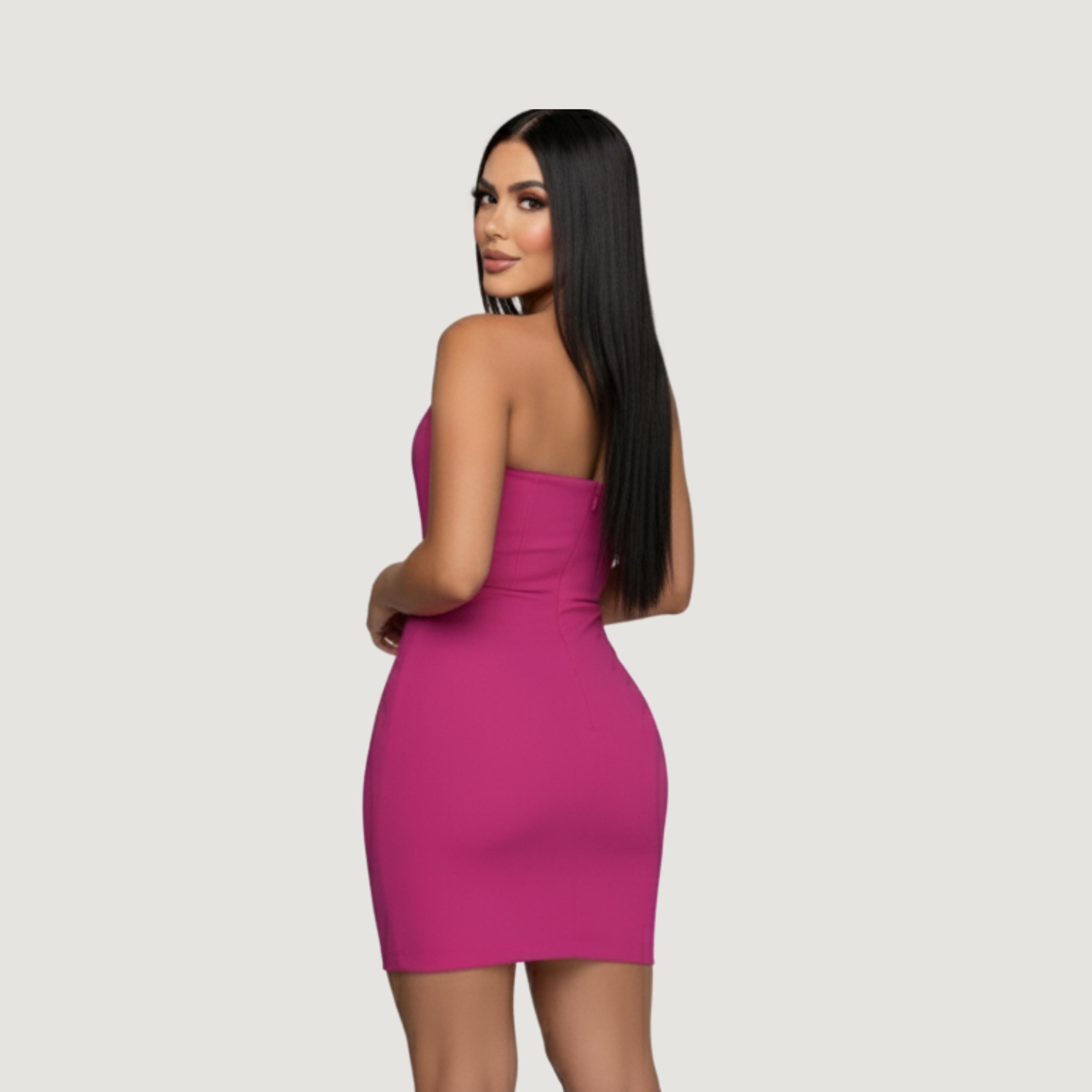 spandex corset dress Open Back Strapless Corset Shimmer Spandex Column Dress missy / 0 / black-gunmetal
