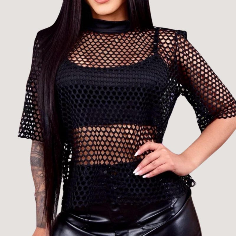 Fishnet Square Pattern Top Fishnet Top - Etsy