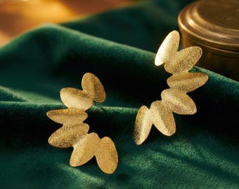 Abstrakte Goldene Bronze Ohrringe: Elegantes Modernes Design