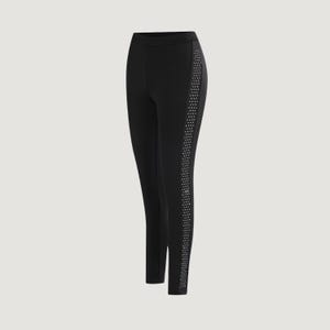 Leggings Pant for Women: Comfortable High-Waisted, Thick Stretch Fabric, Shimmering Gemstone Adornments.