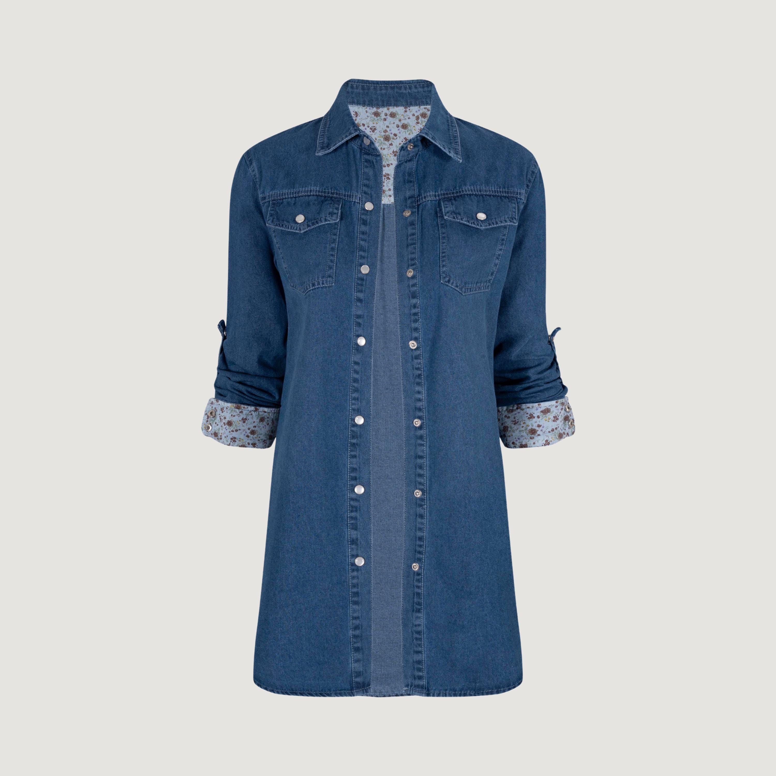 white christmas dresses Pearl Bead Studded Denim Dress main image 1