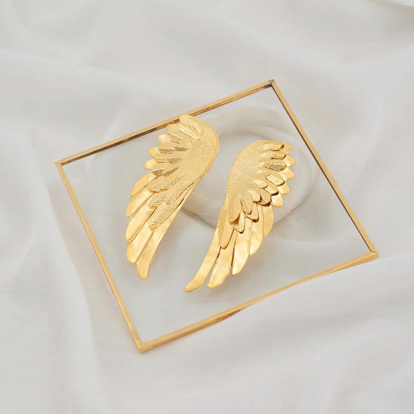 Golden Angel Wing Earrings: Bronze with Gold Plating