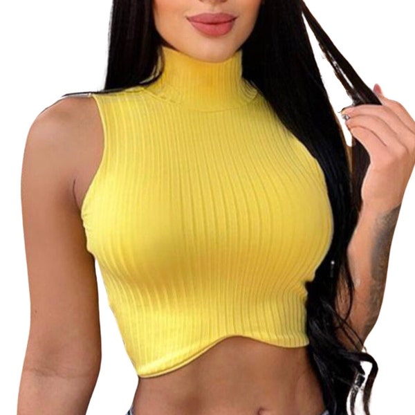 Women's Turtleneck Crop Top: The Trendy Must-Have Sensual Piece of 2024 in 11 Vibrant Colors.