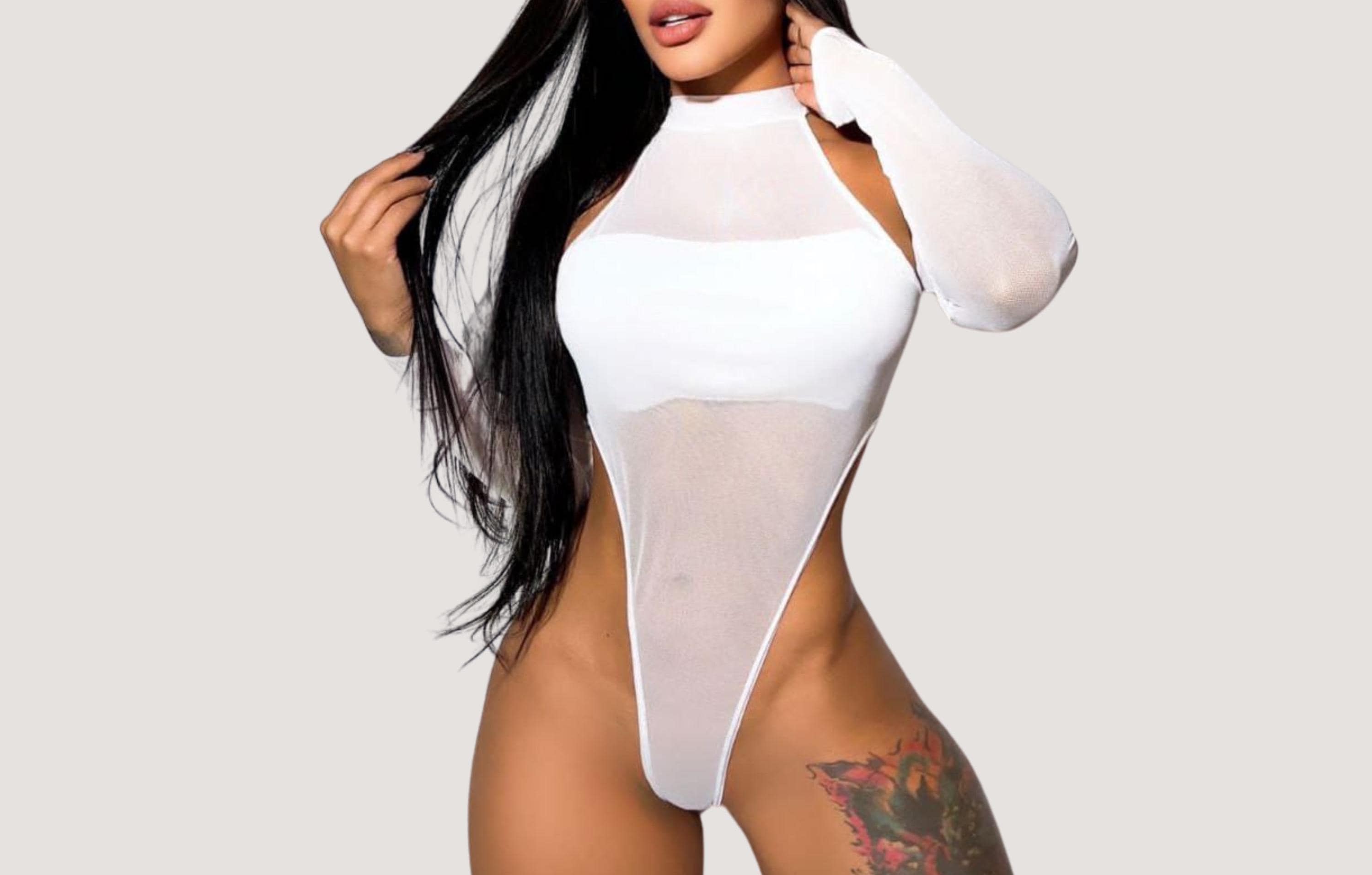 Hansber Mannen Volwassen Sheer Body Suit Mesh Body Sokken Sissy