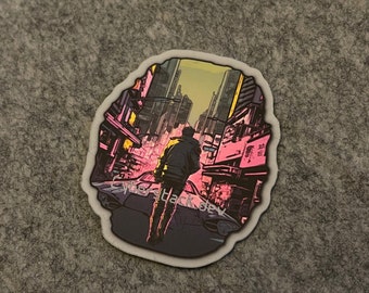 Cyberpunk Walker Holographic Sticker Glossy