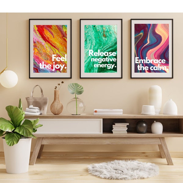 Set of 5 Abstract Words of INSPIRATION AND ASPIRATIONS, Colorful, Digital Downloads, Fun, Women, Teen Girl, College Dorm, Bathroom