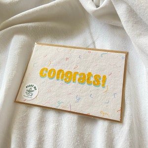 Carte de félicitations sur papier de semences - Félicitations, carte de graines de fleurs sauvages, cartes écologiques, carte de célébration, anniversaire