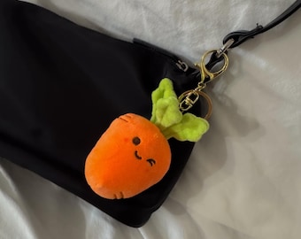 Llavero de peluche, llavero de verduras, llavero de peluche lindo, llavero de cebolla verde kawaii, llavero de zanahoria de peluche verde, llavero naranja