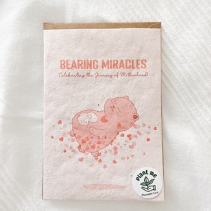 Carte de célébration de baby shower sur papier de graines pour plantation avec message personnel - Félicitations, carte de graines de fleurs sauvages, cartes respectueuses de l'environnement