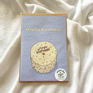 Tarjeta de cumpleaños en papel de semilla plantable con mensaje personal: feliz cumpleaños, tarjeta de semilla de flores silvestres, tarjetas ecológicas, HBD, pastel de cumpleaños