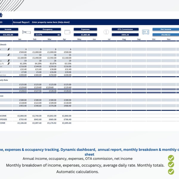 Vacation Rental Spreadsheet Etsy