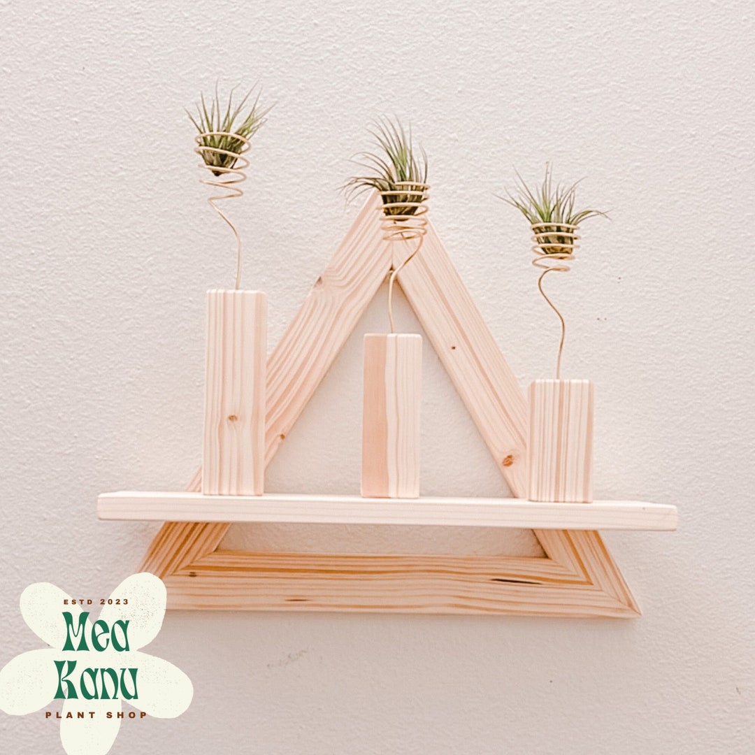 Triangle Wood Wall Shelf, Wood Wall Decor, Wood Air Plant Wall Decor