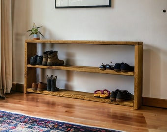 Stunning Rustic reclaimed wooden shoe bench shoe rack shoe storage hallway bench