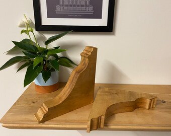 Hardwood Shelf Brackets (pair) Ornate Stylish and Traditional Corbels 165mm x 165xx x 35mm