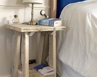 Rustic Side Table made from Reclaimed Wood Bedroom Nightstand, Set of Two