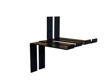 Scaffold Board Up or Down style brackets, Black Coated or Raw Steel for 9" or 22.5cm Shelves (pair)