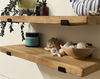 Stunning **SET OF TWO** Rustic Shelf made from reclaimed Scaffold Board Shelves for walls, Shelve Books shelve brackets included