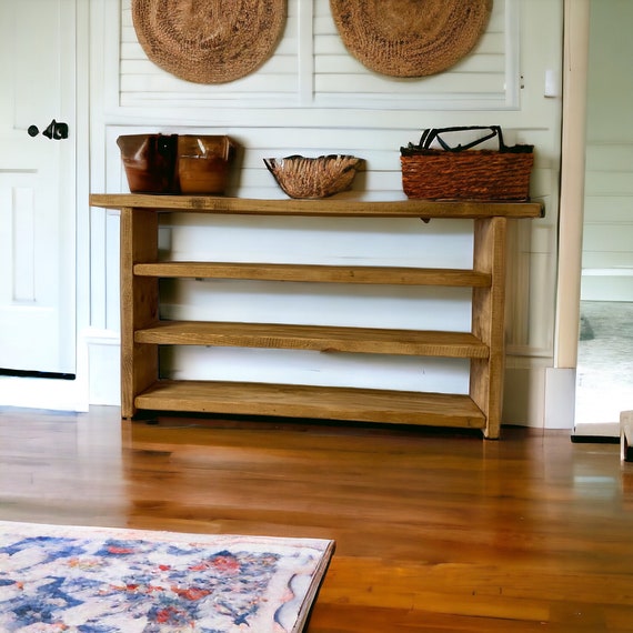 Stunning Rustic reclaimed wooden shoe bench shoe rack shoe storage hallway bench three tier