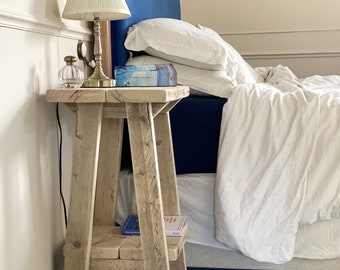 Stunning Rustic Side Table made from Reclaimed timber Wood Bedroom Nightstand sofa table