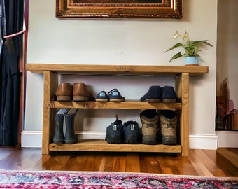 Stunning Rustic reclaimed wooden shoe bench shoe rack shoe storage hallway bench