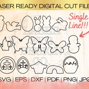Pobierz plik SVG Easter Bundle Single Line w formatach EPS, dxf, pdf, SVG dla Laser Glowforge