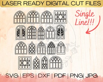 SVG Window Frame Bundle Single Line Download File in EPS, dxf, pdf, SVG for Laser Glowforge
