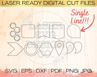 SVG Basic Shapes Bundle Single Line Download File in EPS, dxf, pdf, SVG for Laser Glowforge