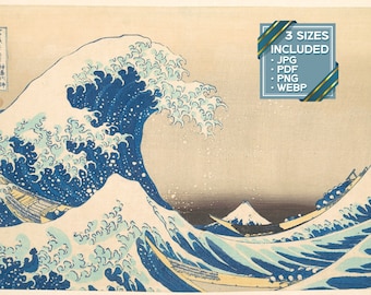 葛飾北斎「神奈川沖浪裏」浮世絵版画複製画 - Etsy 日本