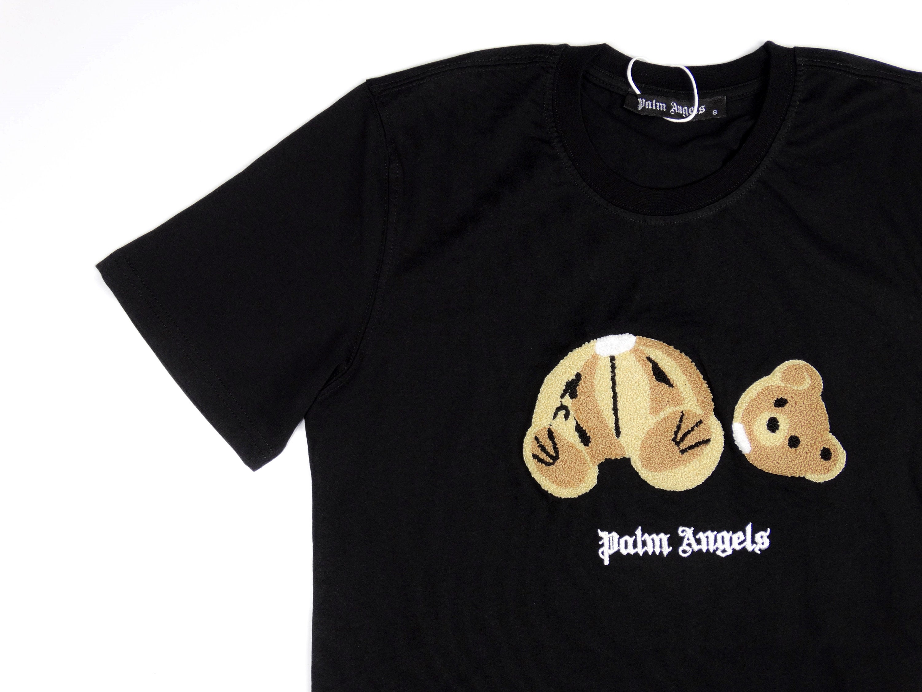 Size 2XL PALM ANGELS Vintage Men BLACK T-shirt Embroidered