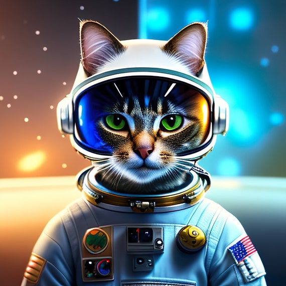 High Resolution Art of a Cat in an Astronaut Suit Floating Through the Space  Cat Fiction Cat Digital Art - Etsy