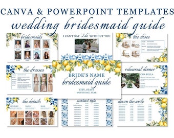 Bridesmaid Presentation, Canva Template, Instant Digital Download, PowerPoint Slide, Wedding Planning Deck, Bridesmaid Slideshow, Lemon Blue