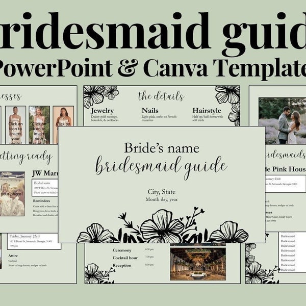 Bridesmaid Presentation, Canva Template, Instant Digital Download, PowerPoint Slides, Wedding Planning Deck, Bridesmaid Slideshow, Customize