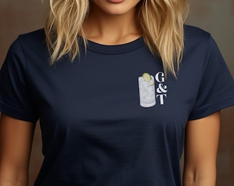 Gin and Tonic Shirt | G&T Tshirt Crew | Gin and Tonic Short Sleeve Top | Cocktail Theme | Trendy Unique Gift | Party Drink Shirt