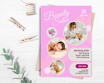 Flyer Template, beauty Salon flyer, Salon Flyer,Salon template, Editable flyer, flyertemplate, flyer design,Spa flyer design, spa service