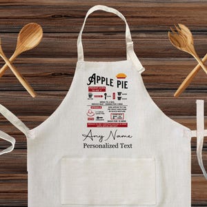 Personalized Christmas Apple Pie Recipe Linen Kitchen Apron, cooking apron for kids and Adults, Custom Italian Cooking with Oils design gift